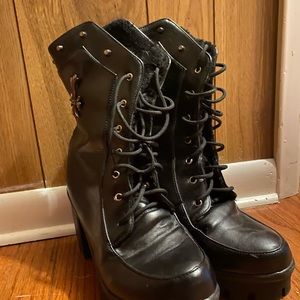 Black combat style biker boots alternative style